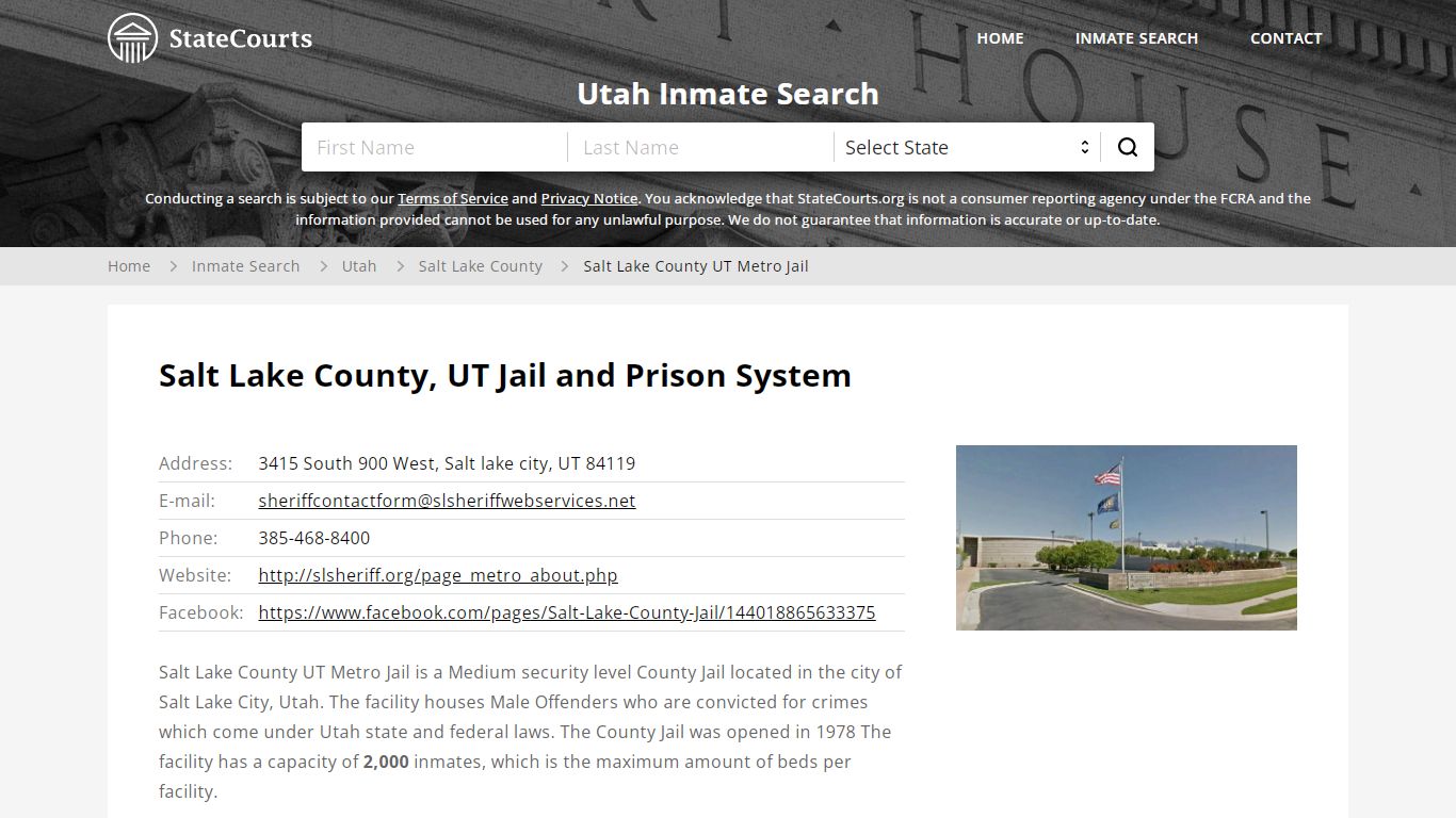 Salt Lake County UT Metro Jail Inmate Records Search, Utah ...